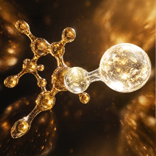 Representation scientifique de la molecule de Pro-Xylane™ pour Helena Rubinstein Re-Plasty.